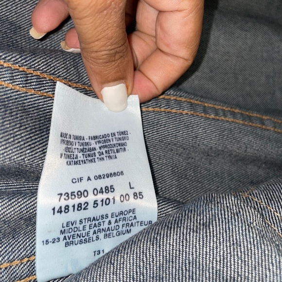 LEVI’S Rare Two Tone Dark Light Denim Zip-Up Jacket Size Girls L/ Women S - Picture 7 of 11